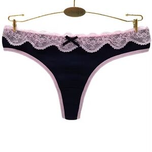 BlackPink Lace Trim Thong,green,blue,set (3)